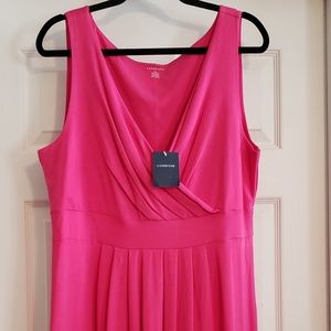 Bright pink faux wrap sundress